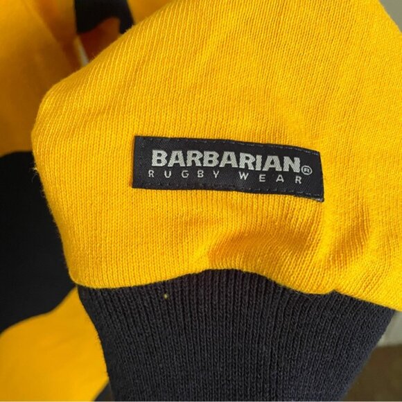Barbarian Yellow / Blue Striped Hooded Rugby Jersey - XS, unisex fits oversized! - Picture 7 of 13